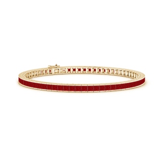 2.5mm AA Channel-Set Square Ruby Tennis Bracelet in Yellow Gold