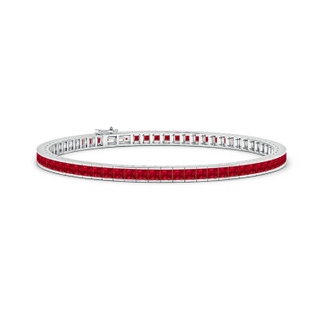 2.5mm AAA Channel-Set Square Ruby Tennis Bracelet in White Gold