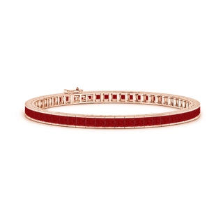 3mm AA Channel-Set Square Ruby Tennis Bracelet in 9K Rose Gold