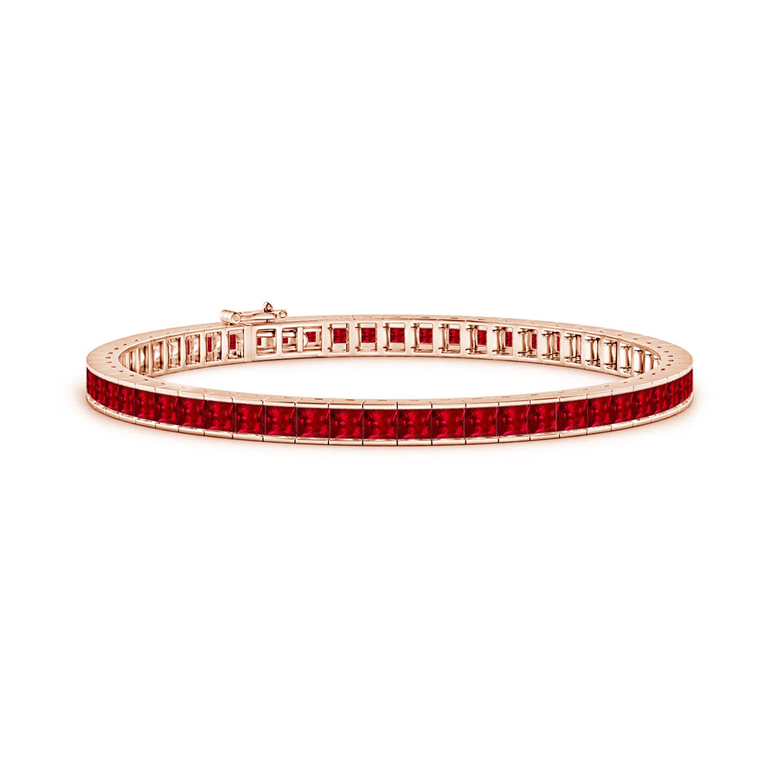 Channel-Set Square Ruby Tennis Bracelet | Angara