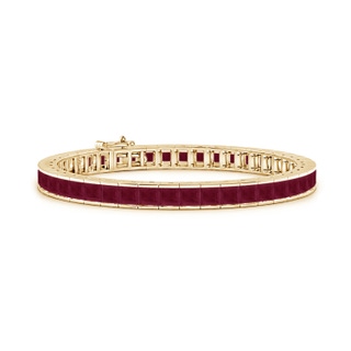 4mm A Channel-Set Square Ruby Tennis Bracelet in 9K Yellow Gold