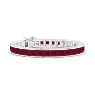 5mm A Channel-Set Square Ruby Tennis Bracelet in White Gold