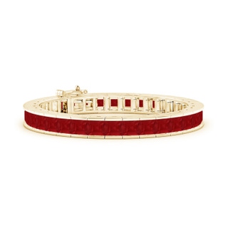 5mm AA Channel-Set Square Ruby Tennis Bracelet in 10K Yellow Gold