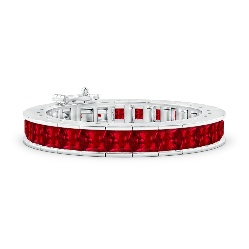 7mm AAAA Channel-Set Square Ruby Tennis Bracelet in White Gold