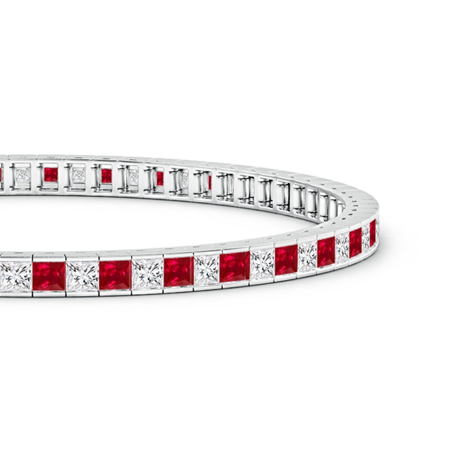 2.5mm AAA Channel-Set Square Ruby and Diamond Tennis Bracelet in White Gold side-1