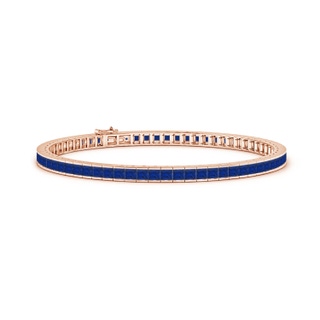 2.5mm AAA Channel-Set Square Sapphire Tennis Bracelet in 10K Rose Gold