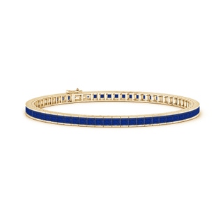2.5mm AAA Channel-Set Square Sapphire Tennis Bracelet in 9K Yellow Gold