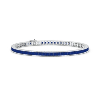 2.5mm AAA Channel-Set Square Sapphire Tennis Bracelet in White Gold