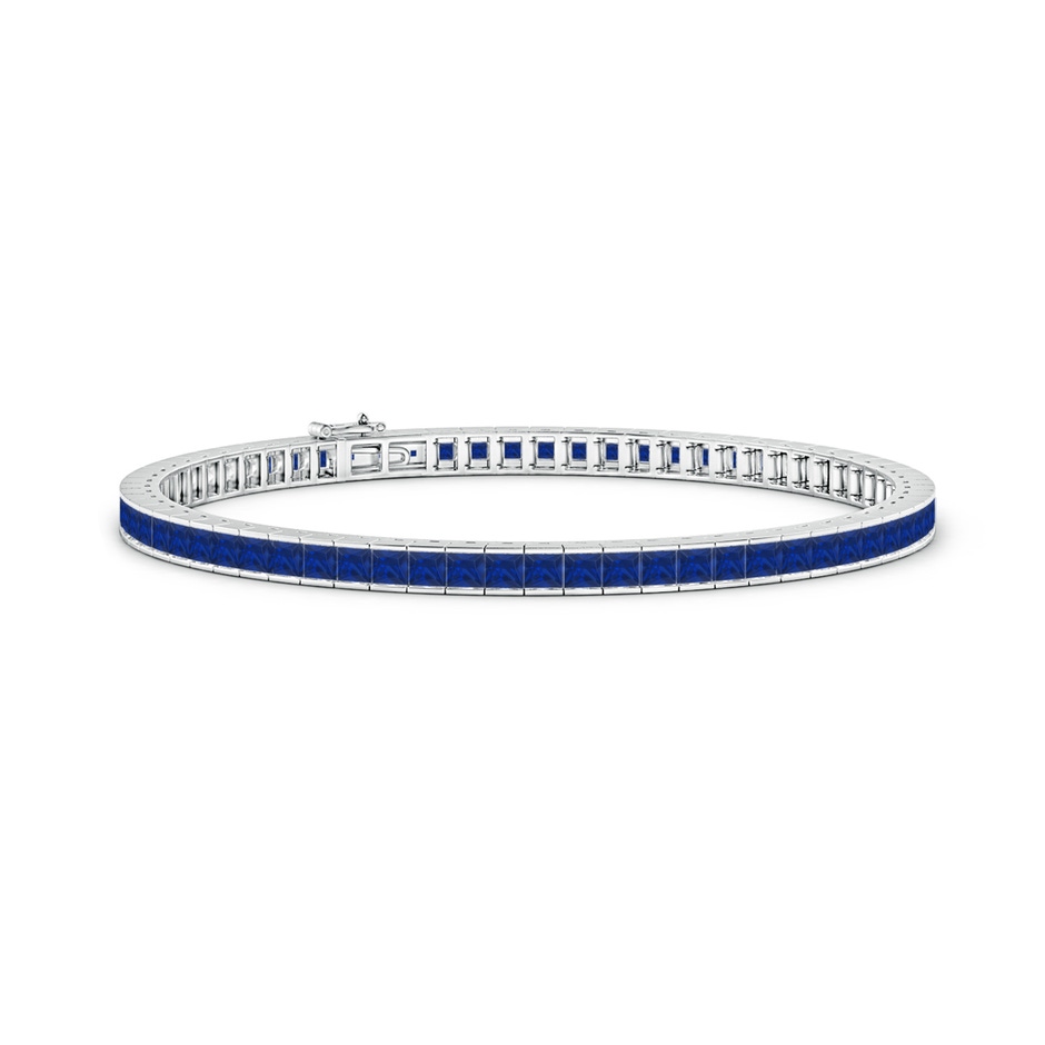 2.5mm AAA Channel-Set Square Sapphire Tennis Bracelet in White Gold 