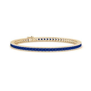 2.5mm AAAA Channel-Set Square Sapphire Tennis Bracelet in 10K Yellow Gold