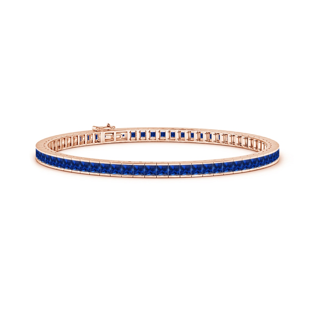 2.5mm AAAA Channel-Set Square Sapphire Tennis Bracelet in Rose Gold