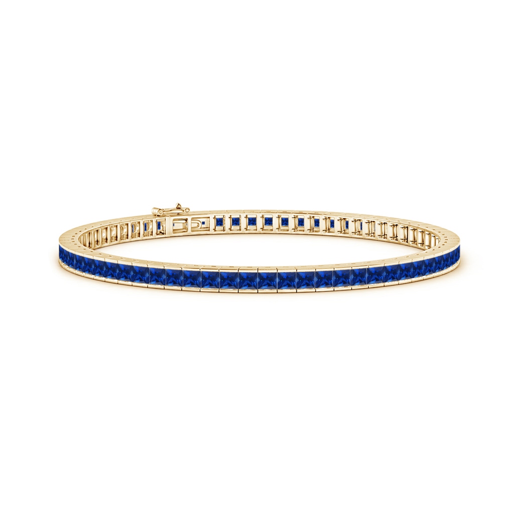 2.5mm Lab-Grown Channel-Set Square Sapphire Tennis Bracelet in Yellow Gold
