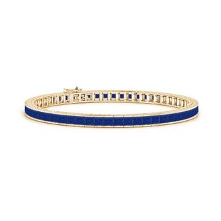 3mm AAA Channel-Set Square Sapphire Tennis Bracelet in 9K Yellow Gold