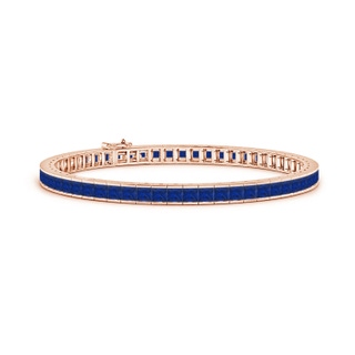 3mm AAA Channel-Set Square Sapphire Tennis Bracelet in Rose Gold