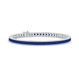 3mm AAA Channel-Set Square Sapphire Tennis Bracelet in White Gold