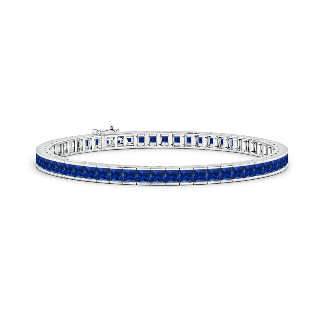 3mm Lab-Grown Channel-Set Square Sapphire Tennis Bracelet in White Gold