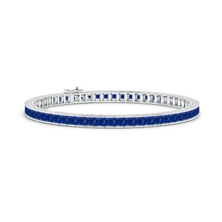 3mm AAAA Channel-Set Square Sapphire Tennis Bracelet in White Gold