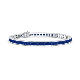 3mm Lab-Grown Channel-Set Square Sapphire Tennis Bracelet in White Gold