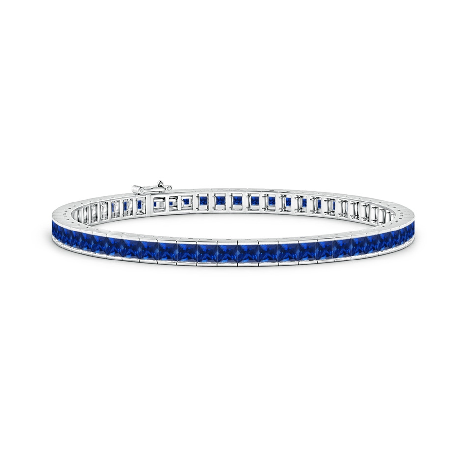 3mm Lab-Grown Channel-Set Square Sapphire Tennis Bracelet in White Gold 