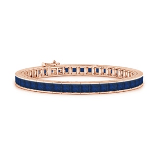 4mm AA Channel-Set Square Sapphire Tennis Bracelet in 9K Rose Gold