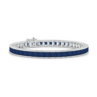 4mm AA Channel-Set Square Sapphire Tennis Bracelet in White Gold