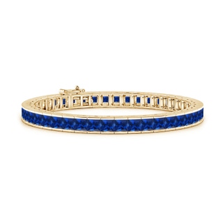 4mm Lab-Grown Channel-Set Square Sapphire Tennis Bracelet in 10K Yellow Gold