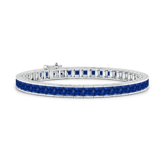 4mm Lab-Grown Channel-Set Square Sapphire Tennis Bracelet in White Gold