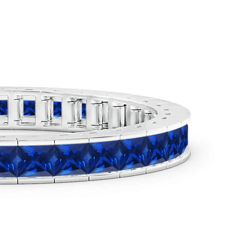 5mm Lab-Grown Channel-Set Square Sapphire Tennis Bracelet in White Gold - side 199