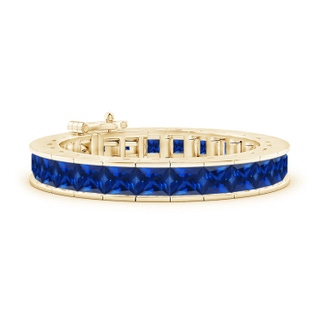 7mm Lab-Grown Channel-Set Square Sapphire Tennis Bracelet in 9K Yellow Gold