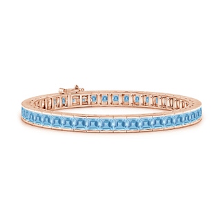 4mm A Channel-Set Square Swiss Blue Topaz Tennis Bracelet in Rose Gold