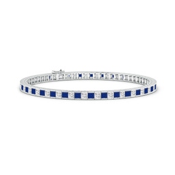 Square Blue Sapphire Tennis Bracelets