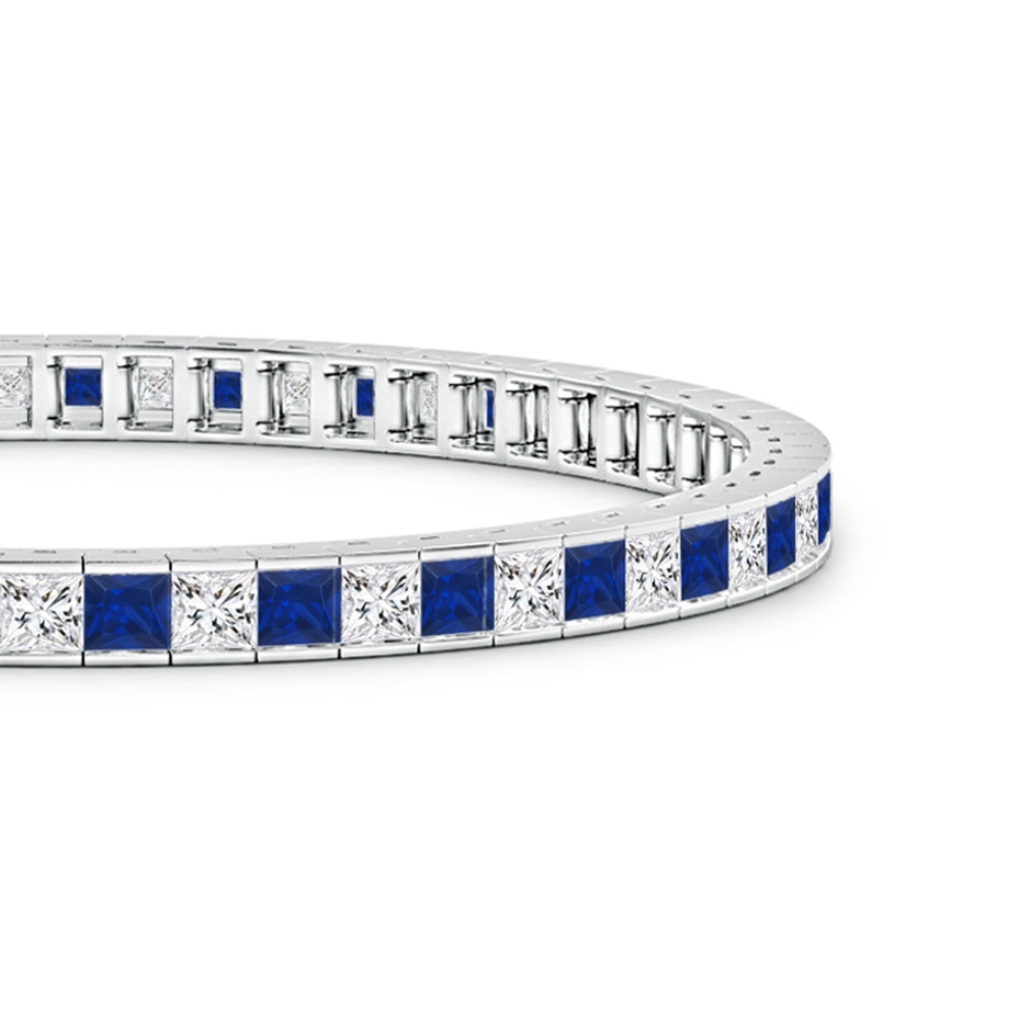 3mm AAA Channel-Set Square Sapphire and Diamond Tennis Bracelet in White Gold side-1