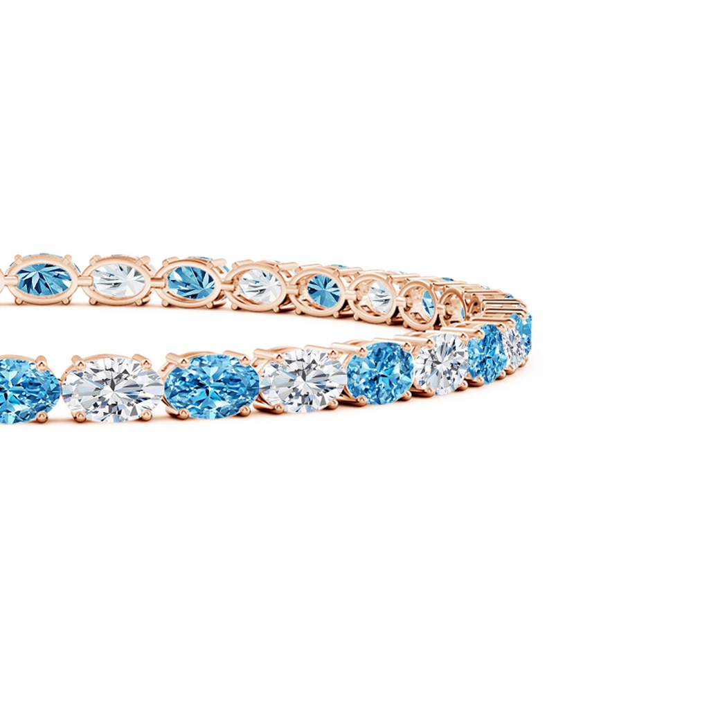 5x3mm AAAA Classic Oval Fancy Intense Blue and White Diamond Tennis Link Bracelet in Rose Gold - side 199