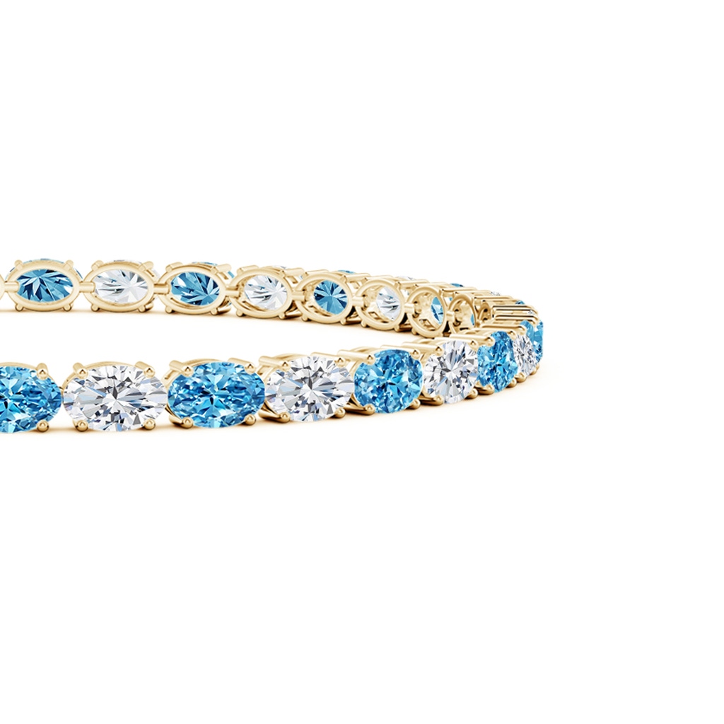 5x3mm AAAA Classic Oval Fancy Intense Blue and White Diamond Tennis Link Bracelet in Yellow Gold - side 199