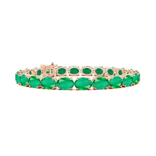 7x5mm A Classic Oval Emerald Tennis Link Bracelet in Rose Gold