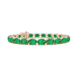 7x5mm AA Classic Oval Emerald Tennis Link Bracelet in 9K Rose Gold