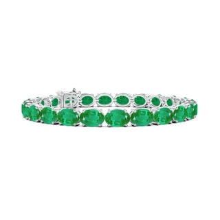 7x5mm AA Classic Oval Emerald Tennis Link Bracelet in S999 Silver