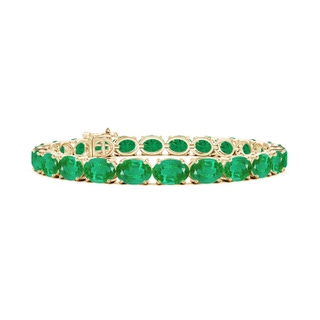 7x5mm AA Classic Oval Emerald Tennis Link Bracelet in Yellow Gold