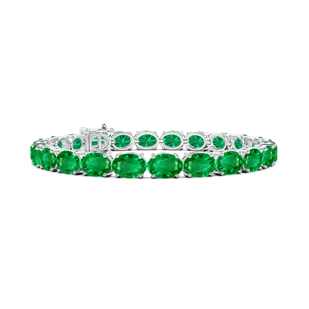 7x5mm AAA Classic Oval Emerald Tennis Link Bracelet in White Gold