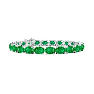 7x5mm AAA Classic Oval Emerald Tennis Link Bracelet in White Gold