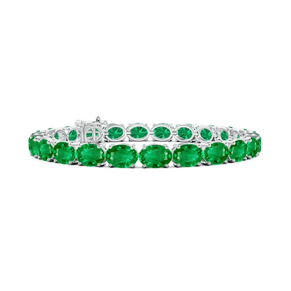 7x5mm AAA Classic Oval Emerald Tennis Link Bracelet in White Gold 