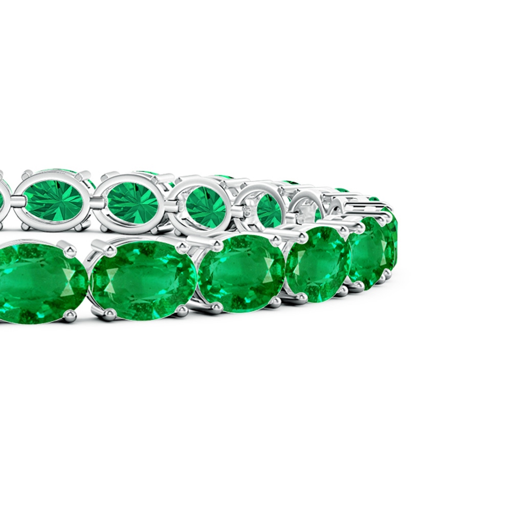 7x5mm AAA Classic Oval Emerald Tennis Link Bracelet in White Gold Side 199