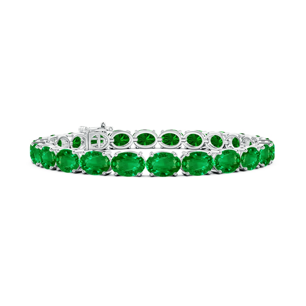 7x5mm AAAA Classic Oval Emerald Tennis Link Bracelet in S999 Silver