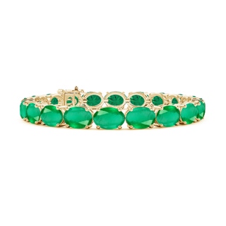 8x6mm A Classic Oval Emerald Tennis Link Bracelet in 10K Yellow Gold