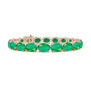 8x6mm A Classic Oval Emerald Tennis Link Bracelet in Rose Gold