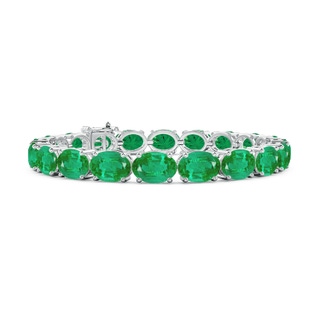 8x6mm AA Classic Oval Emerald Tennis Link Bracelet in S999 Silver