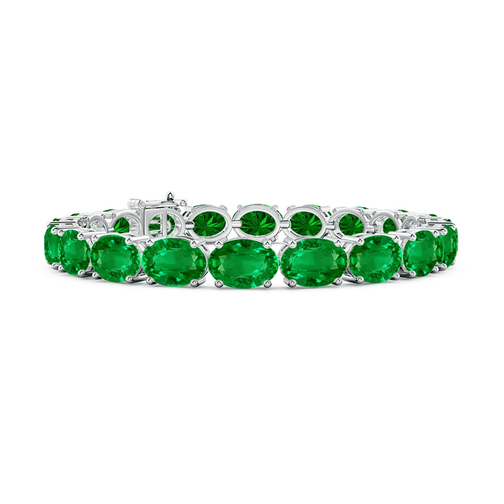 8x6mm AAAA Classic Oval Emerald Tennis Link Bracelet in S999 Silver