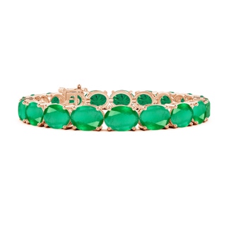 9x7mm A Classic Oval Emerald Tennis Link Bracelet in Rose Gold