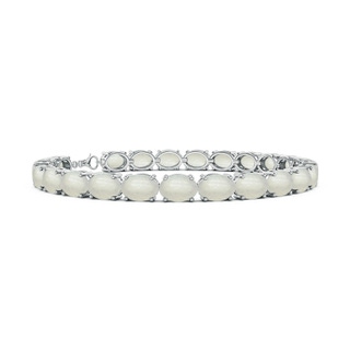 7x5mm A Classic Oval Moonstone Tennis Link Bracelet in S999 Silver