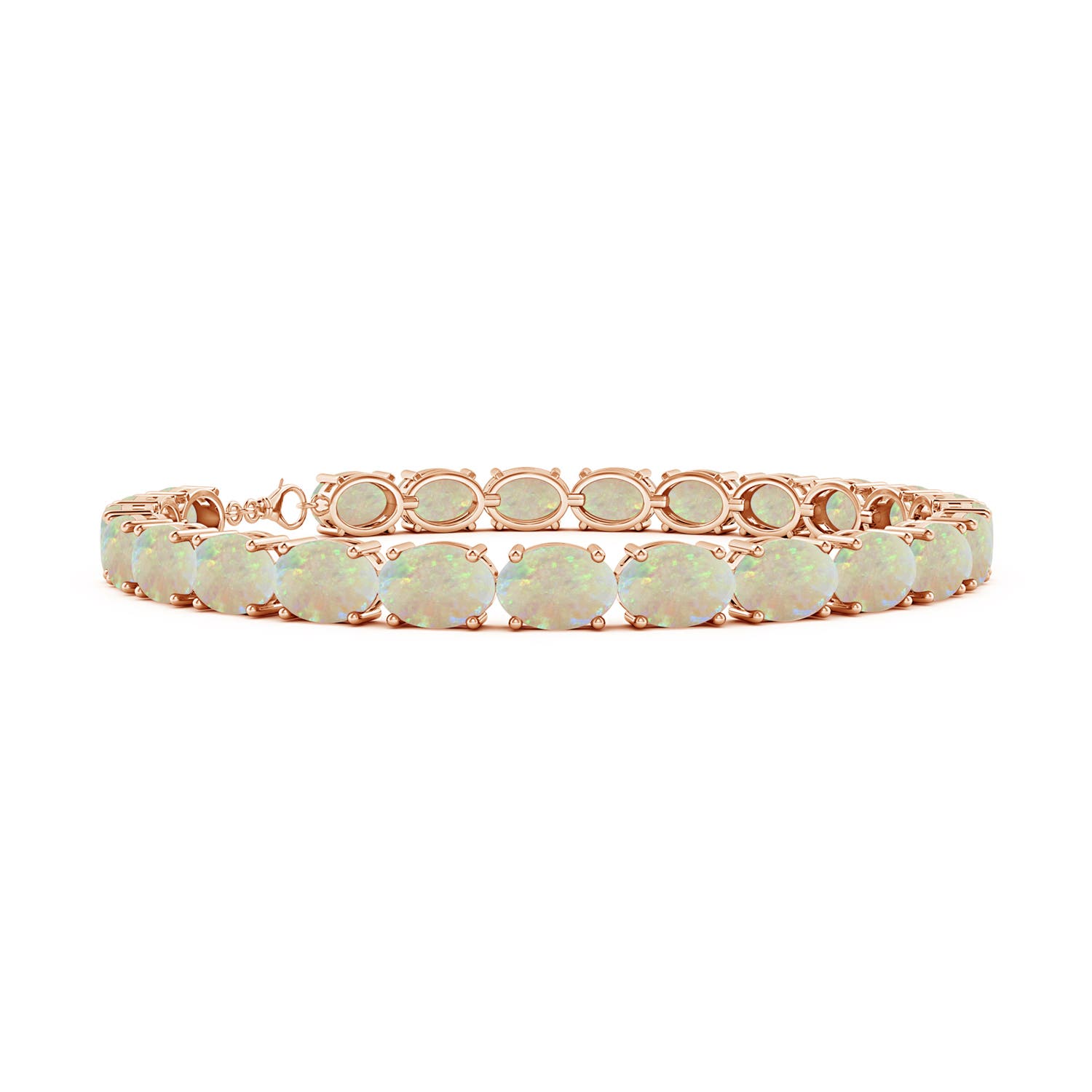 Klassisches Tennisarmband mit ovalem AAA-Opal (7 x 5 mm) in 18 Karat Roségold